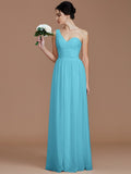 A-Line/Princess One-Shoulder Sleeveless Ruched Floor-Length Chiffon Bridesmaid Dresses TPP0005033