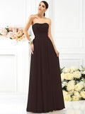 A-Line/Princess Strapless Pleats Sleeveless Long Chiffon Bridesmaid Dresses TPP0005054