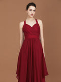 A-Line/Princess Straps Chiffon Ruched Floor-Length Sleeveless Bridesmaid Dresses TPP0005557