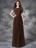 A-line/Princess Bateau Lace Sleeveless Long Chiffon Bridesmaid Dresses TPP0005036