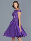 A-Line/Princess Bateau Chiffon Knee-Length Beading Sleeveless Mother of the Bride Dresses TPP0007365