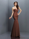 Trumpet/Mermaid Sweetheart Pleats Sleeveless Long Chiffon Bridesmaid Dresses TPP0005371