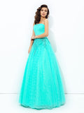 A-line/Princess Strapless Beading Sleeveless Long Elastic Woven Satin Dresses TPP0002880