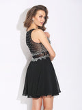 A-Line/Princess Jewel Beading Sleeveless Short Chiffon Dresses TPP0002942