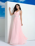 A-Line/Princess Straps Beading Sleeveless Long Chiffon Dresses TPP0002549