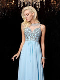 A-line/Princess Scoop Beading Sleeveless Long Chiffon Dresses TPP0002926