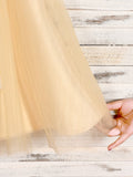 A-Line/Princess Tulle Sash/Ribbon/Belt Scoop Sleeveless Tea-Length Flower Girl Dresses TPP0007527