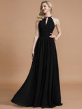 A-Line/Princess Chiffon Scoop Sleeveless Floor-Length Bridesmaid Dresses TPP0005219