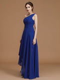 A-Line/Princess One-Shoulder Sleeveless Asymmetrical Ruffles Chiffon Bridesmaid Dresses