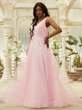 A-Line/Princess Ruffles V-neck Sleeveless Floor-Length Dresses TPP0004877