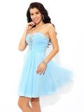 A-Line/Princess Sweetheart Beading Sleeveless Short Chiffon Cocktail Dresses TPP0008586