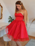 A-Line/Princess Satin Sleeveless Ruffles Sweetheart Short/Mini Homecoming Dresses TPP0004650