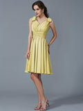 A-Line/Princess Straps Sleeveless Pleats Short Chiffon Bridesmaid Dresses TPP0005641