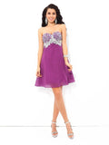 A-Line/Princess Sweetheart Rhinestone Sleeveless Short Chiffon Cocktail Dresses TPP0004123