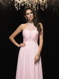 A-Line/Princess Halter Beading Sleeveless Long Chiffon Dresses TPP0003604