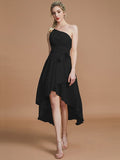 A-Line/Princess One-Shoulder Sleeveless Layers Asymmetrical Chiffon Bridesmaid Dresses TPP0005056