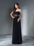 A-Line/Princess Strapless Beading Sleeveless Long Chiffon Dresses TPP0003902