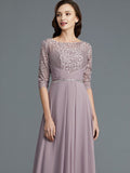 A-Line/Princess 1/2 Sleeves Scoop Asymmetrical Chiffon Mother of the Bride Dresses TPP0007047