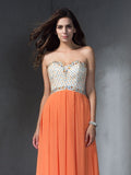 A-Line/Princess Beading Sweetheart Sleeveless Long Chiffon Dresses TPP0003849