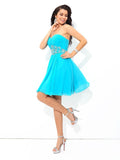 A-Line/Princess Sweetheart Pleats Sleeveless Short Chiffon Cocktail Dresses TPP0008320