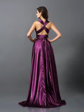 A-Line/Princess Pleats Sleeveless Long Silk like Satin Bridesmaid Dresses TPP0004905