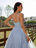 A-Line/Princess Ruffles V-neck Sleeveless Floor-Length Dresses TPP0001573