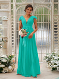 A-Line/Princess Chiffon Ruffles V-neck Sleeveless Sweep/Brush Train Bridesmaid Dresses TPP0004927