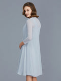 A-Line/Princess Scoop Ruffles Chiffon Knee-Length Sleeveless Mother of the Bride Dresses TPP0007224