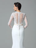 Trumpet/Mermaid Jewel Lace Long Sleeves Long Satin Wedding Dresses TPP0006249