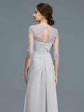 A-Line/Princess Scoop 3/4 Sleeves Chiffon Ruffles Floor-Length Mother of the Bride Dresses TPP0007068