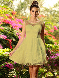 A-Line/Princess Bateau Sleeveless Short Lace Bridesmaid Dresses TPP0005581