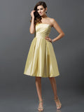 A-Line/Princess Strapless Sleeveless Short Taffeta Bridesmaid Dresses TPP0005359