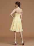 A-Line/Princess Bateau Sleeveless Short/Mini Ruffles Chiffon Bridesmaid Dresses