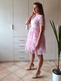 A-Line/Princess Short Sleeves Organza Sheer Neck Applique Short/Mini Homecoming Dresses TPP0004782