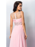 A-Line/Princess Sheer Neck Beading Sleeveless Long Chiffon Dresses TPP0002652