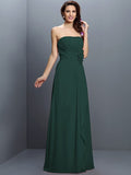 A-Line/Princess Strapless Hand-Made Flower Sleeveless Long Chiffon Bridesmaid Dresses TPP0005617