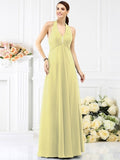 A-Line/Princess Halter Beading Sleeveless Long Chiffon Bridesmaid Dresses TPP0005808