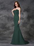 Trumpet/Mermaid Sweetheart Beading Sleeveless Long Satin Chiffon Bridesmaid Dresses TPP0005321