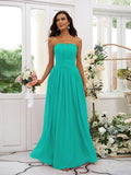 A-Line/Princess Chiffon Ruffles Strapless Sleeveless Floor-Length Bridesmaid Dresses TPP0004948