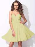 A-Line/Princess Sweetheart Ruffles Sleeveless Short Chiffon Bridesmaid Dresses TPP0005699