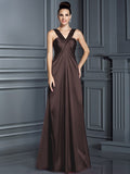 A-Line/Princess Straps Sleeveless Long Elastic Woven Satin Bridesmaid Dresses TPP0005223