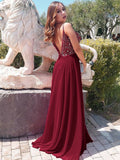 A-Line/Princess Chiffon Beading Spaghetti Straps Sleeveless Floor-Length Dresses TPP0004836