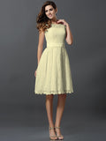 A-Line/Princess Scoop Sleeveless Short Lace Bridesmaid Dresses TPP0005269