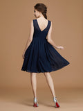 A-Line/Princess Bateau Sleeveless Short/Mini Sash/Ribbon/Belt Chiffon Bridesmaid Dresses