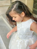 A-Line/Princess Tulle Lace Scoop Sleeveless Ankle-Length Flower Girl Dresses TPP0007499