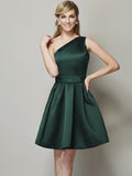 A-Line/Princess One-Shoulder Sleeveless Short Satin Bridesmaid Dresses TPP0005583