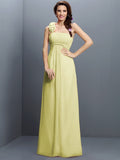 A-Line/Princess Strapless Hand-Made Flower Sleeveless Long Chiffon Bridesmaid Dresses TPP0005737