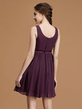 A-Line/Princess Halter Sleeveless Short/Mini Ruffles Chiffon Bridesmaid Dresses