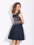 A-Line/Princess Bateau Beading Sleeveless Short Net Two Piece Dresses TPP0003631