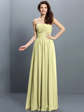 A-Line/Princess Strapless Pleats Sleeveless Long Chiffon Bridesmaid Dresses TPP0005318